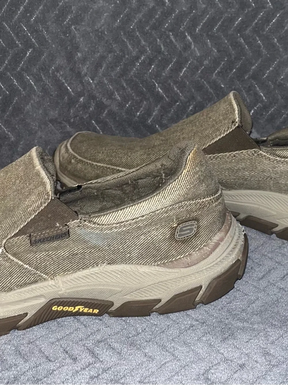 Skechers Men's Slip-On Canvas Loafers in Taupe/Brown